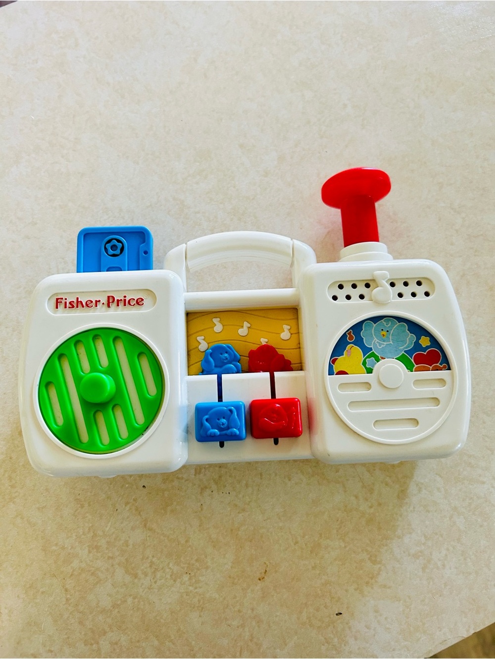 Vintage Fisher-Price White Musical Boombox Toy